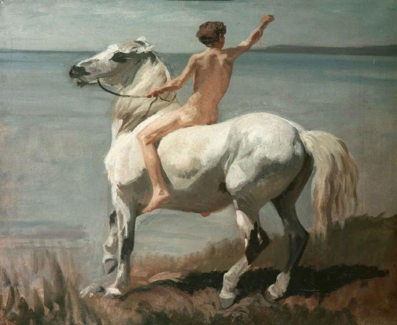 Rudolf Koller Chico con caballo oil painting image